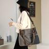 Canvas Casual Women's Bag Stylish Contrast Stitching Tote Bag Vintage Shoulder Bag Large Capacity Messenger Bag
