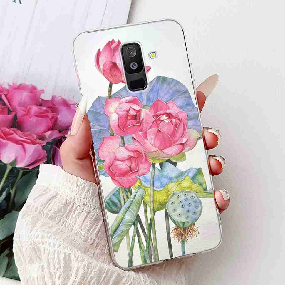 For Samsung Galaxy A6+ 2018 6.0" Case SM-A605FN Cartoon Cat Soft Silicone Cover For Samsung A6+ A6 Plus 2018 New Flower Bumper