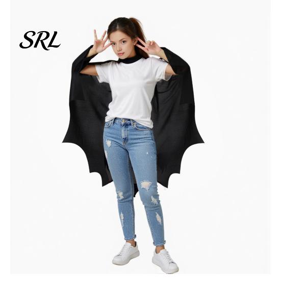 Black Bat Wings for Party Halloween Wing Cape, Adult Kids Costume Hooded Festive Trick or Treat Outfit Cosplay Cloak Durable Repeated Use