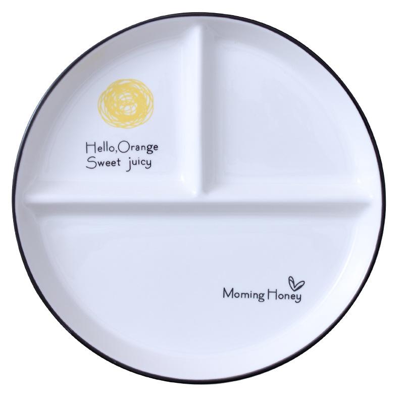 Скандинавская круглая тарелка-перегородка на одного человека, керамическая тарелка для фруктов, дим-самов, детская обеденная тарелка, тарелка с 3 секциями, тарелки для завтрака, фаст-фуда