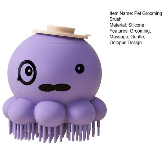 Щетка для ухода за собаками, дизайн «Осьминог», щетка для купания домашних животных, силиконовая щетка для душа для собак, успокаивающая массажная расческа для собак и кошек с длинной или короткой шерстью