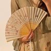 Portable Hand Fold Fan Chinese Style Dance Props Retro Shell Fan Woman Men Bamboo Wood Silk Flower Folding Fan