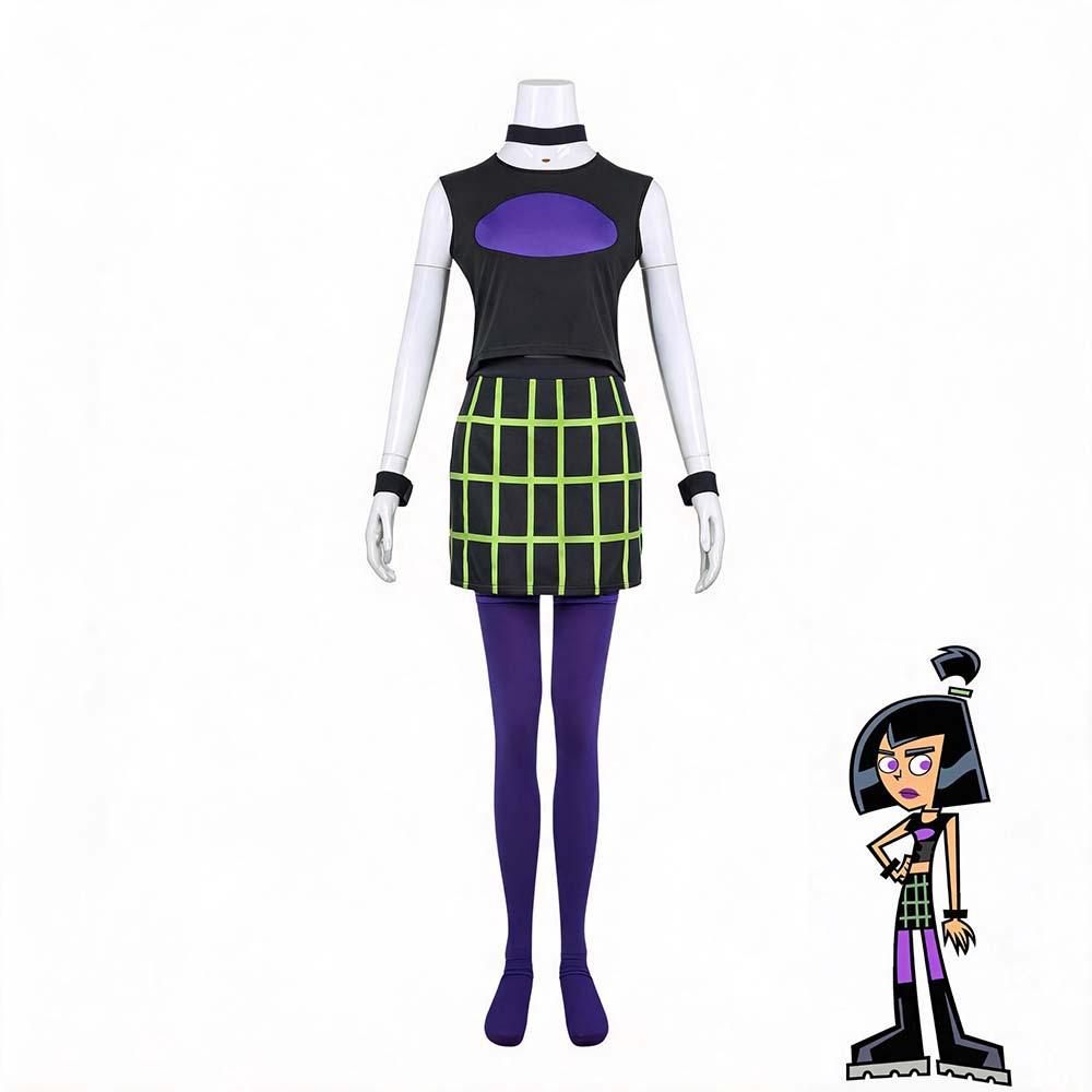 Danny Phantom Cosplay Costume Halloween Role Play Outfit Sam Manson Anime Suit for Men Women
