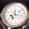 Часы Moon Phase Multi Calendar 5 ATM Waterproof Business Formal Leather Belt Limited Model Pink Gold White [Salvatore Mara] Men's SM24110-PGWH