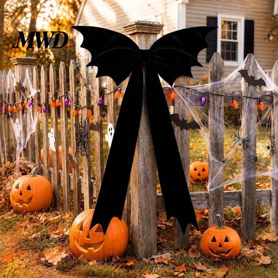 Reusable Holiday Hanging Decorations Halloween Bat Bow Garden Decor, Christmas Tree Topper Ornament Ornaments for Party, Spooky Decoration,