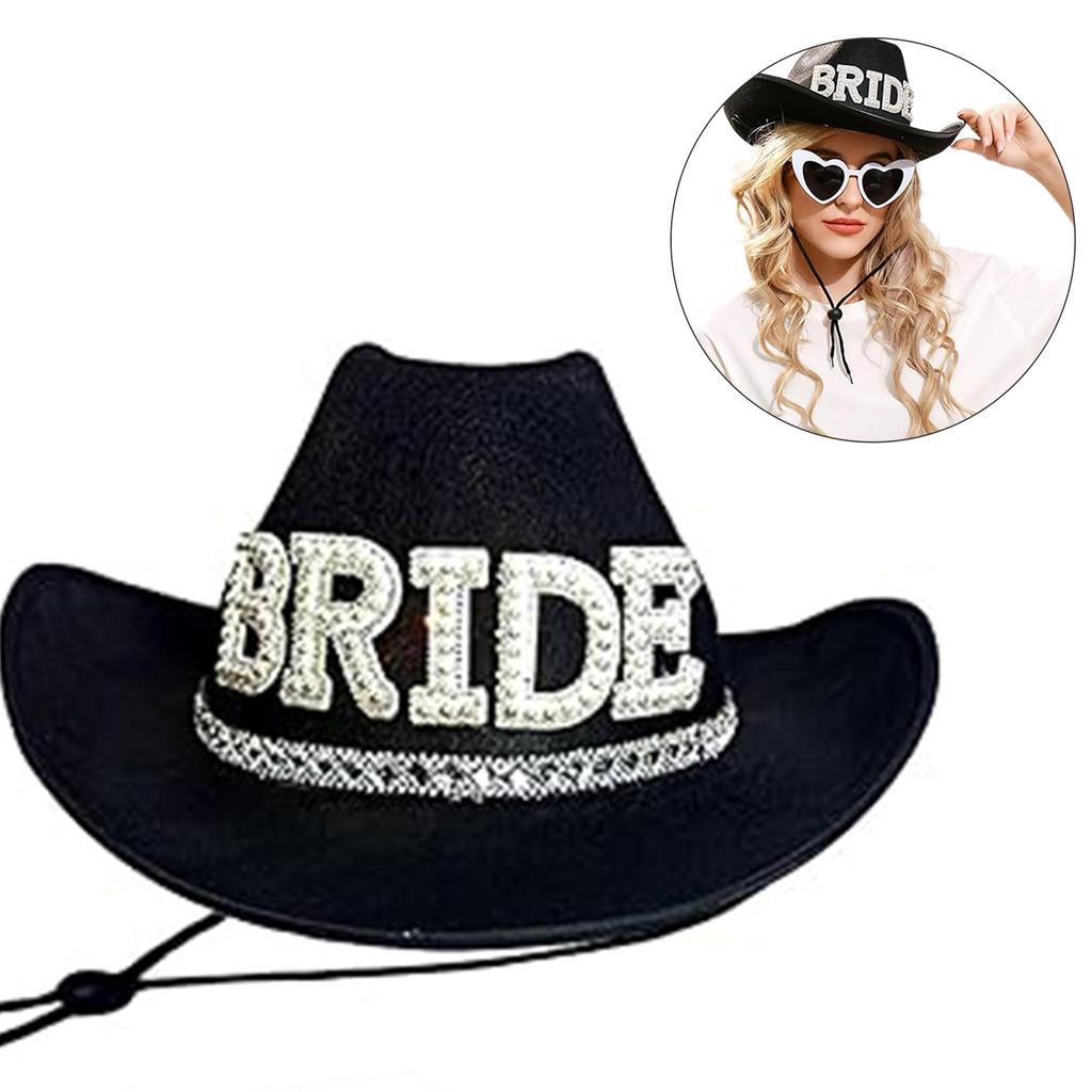 Fashion Cowboy Hat for Bridal Bridegroom Rhinestones Cowboy Hat Role Play Costume Masquerade Party Headwear Hair Decors