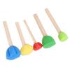 5Pcs Sponge Stamp Stick DIY Painting Stencil Wooden Handle Easy To Clean Different Size Kids DIY Painting Stencils Arts Tool