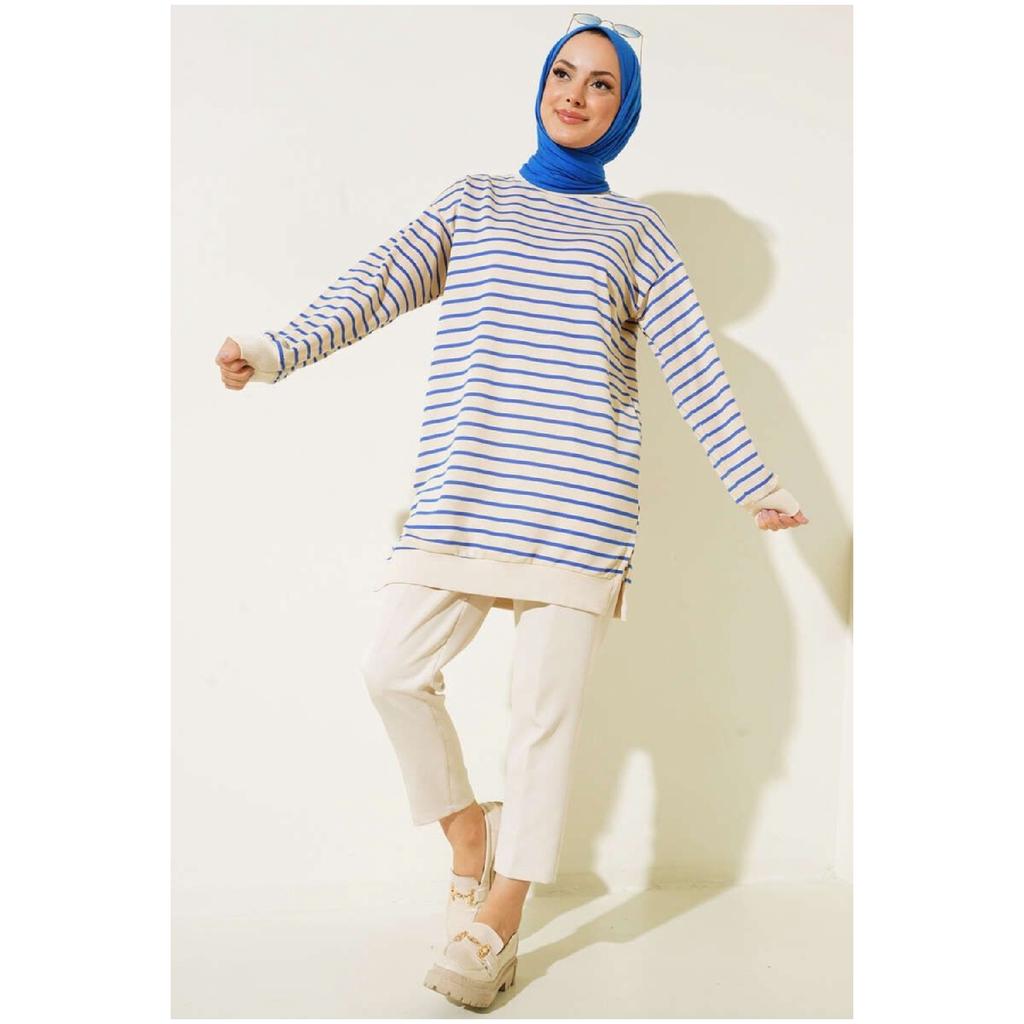 Двухниточный толстовка в полоску в стиле хиджаба-туники