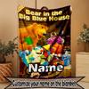 Custom Name Personalized Bear in the Big Blue House Print Blanket, Home Decor, Bedroom, Sofa, Camping, Couch, Gifts for Birthday Christmas