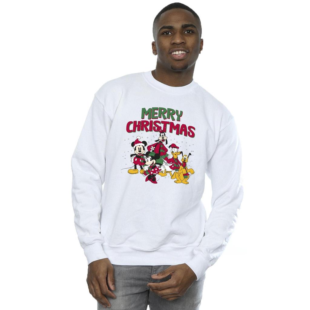 Disney Mens Mickey Mouse Merry Christmas Characters Sweatshirt