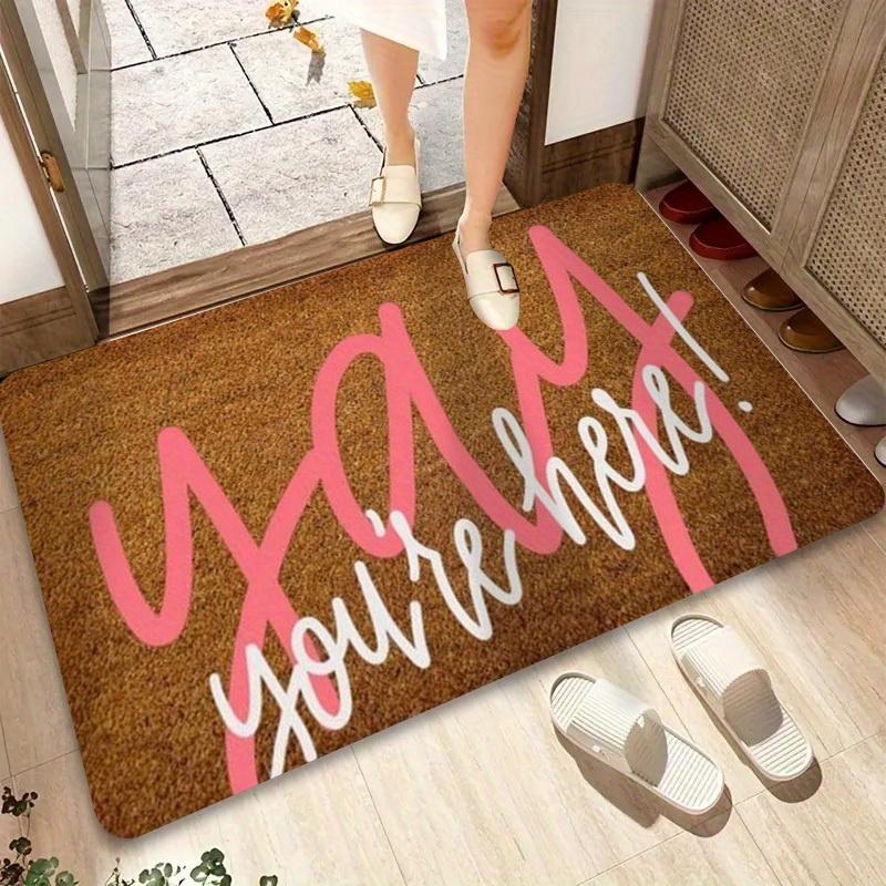 Boho "You Are Here" Entrance Mat, Non-Slip Washable Floor Rug, Home Decor Carpet