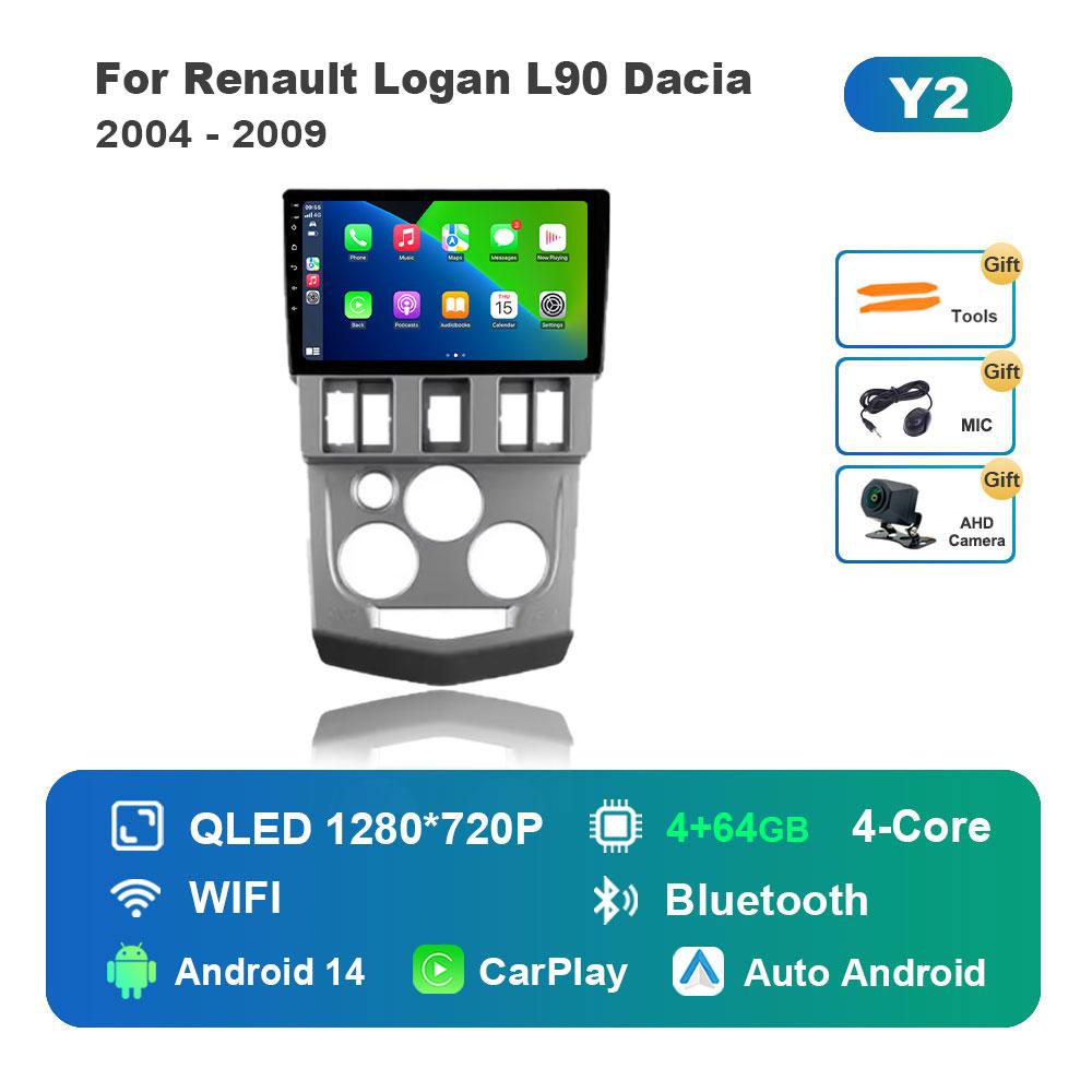 Автомобильный видео-мультимедийный проигрыватель DSP Stereo для Renault Logan L90 Dacia 2004 - 2009 Android 14 GPS Navi WiFi IPS Экран 4G Bluetooth