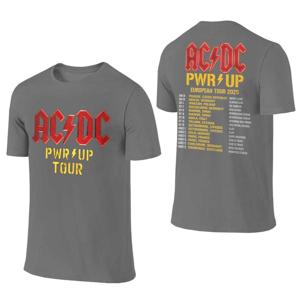 AC Pwr Up World Tour DC EUROPE 2025 Графический Принт Футболки для Мужчин Женщин Чистый Хлопок Футболка Одежда