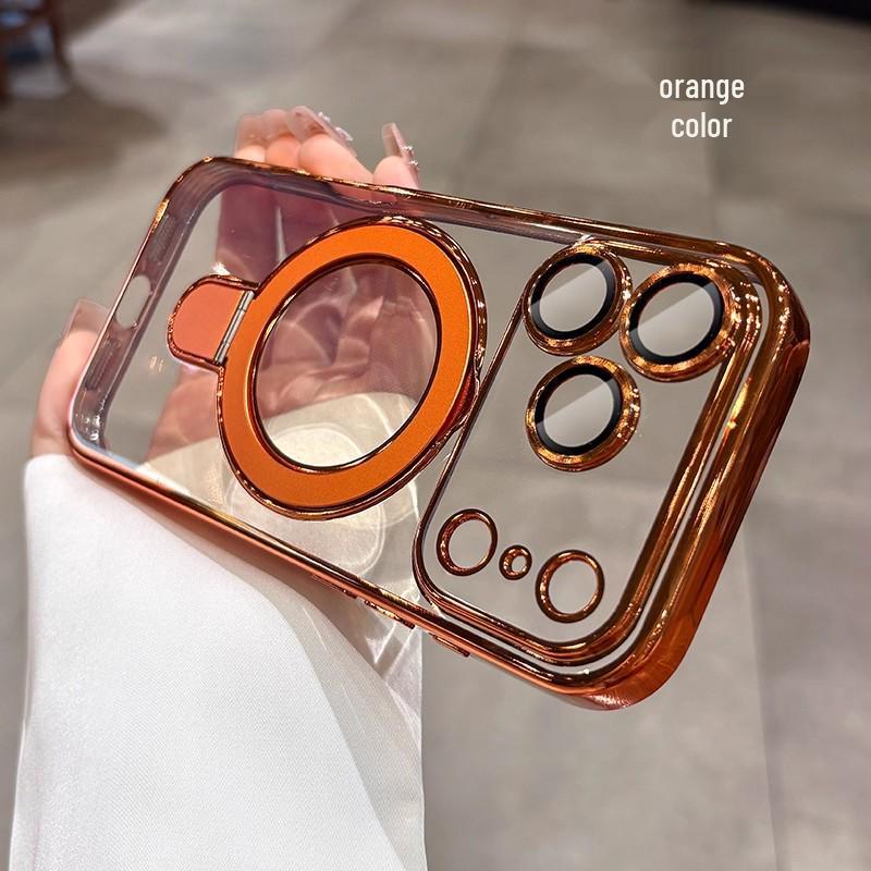 Магнитная подставка-кольцо для iPhone 17/16 Pro Max Гальванизированный мягкий чехол