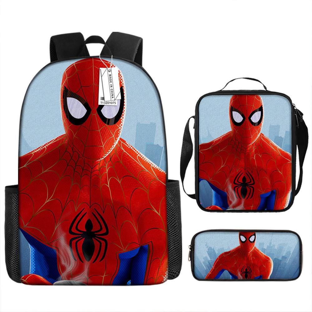 Spiderman School Backpack Set With Oxford Fabric Breathable Waterproof For Kids