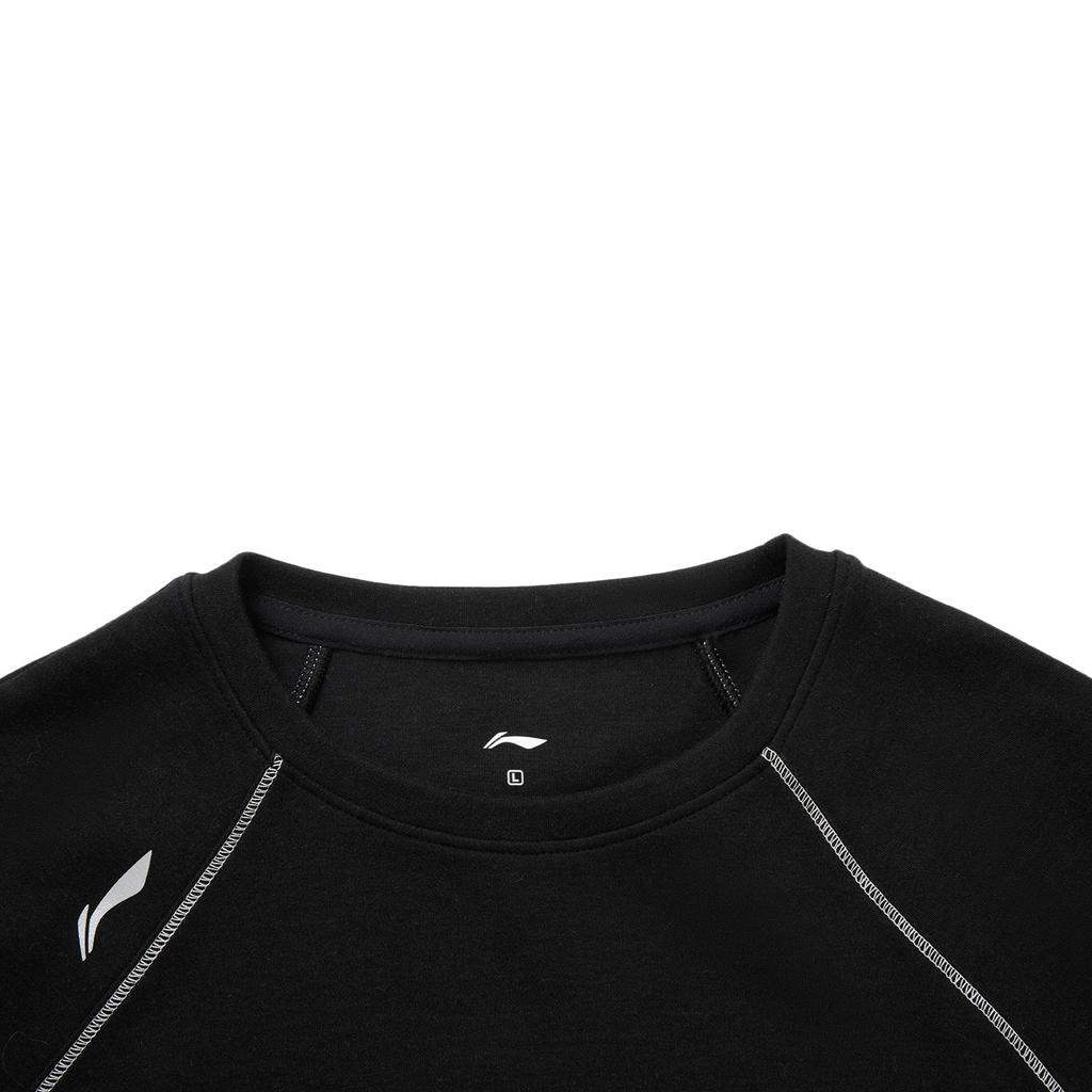 Li-Ning Серия Фитнес Спортивная Футболка с Круглым Вырезом Облегающая Универсальная Удобная Повседневная с Длинным Рукавом Женские Футболки Черная ATLV268-4