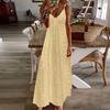 Women's Hollowed Out Vacation Long Dress Color Sleeveless Suspender V-neck Dress