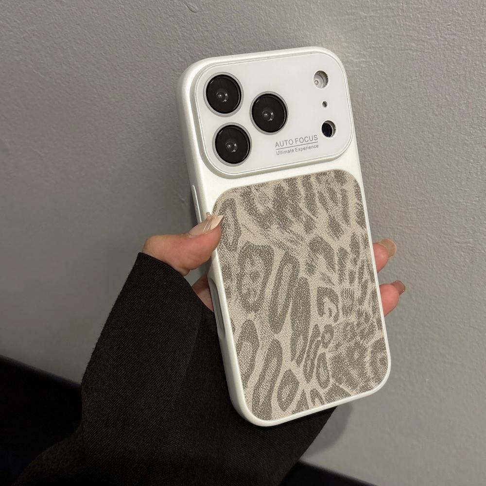 Роскошный чехол для телефона из PU-кожи с текстурой леопардового принта для iPhone 17 16 15 14 13 Pro Max, матовый, ударопрочный бампер, чехол с большим окном