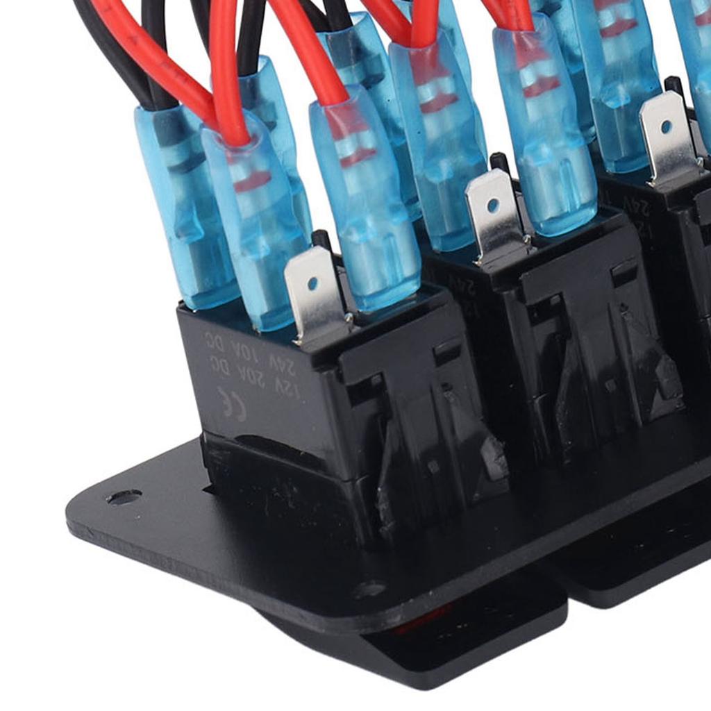 6 Gang Rocker Panel LED Backlit On Off Waterproof Circuit for Car RV Bus Marine Boat ATV UTV