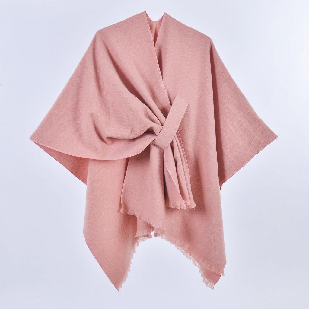 Women's Versatile Solid Color Spring Scarf Shawl - Imitation Cashmere Poncho for All Seasons