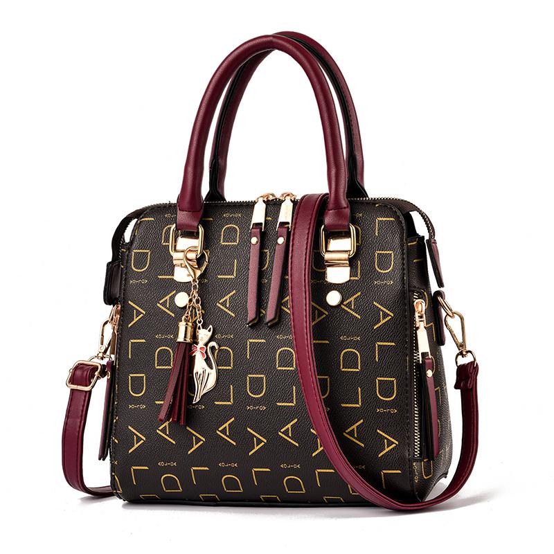 Female PU Leather Shoulder Bag Tassel Decoration Money Bag Double Strap Work Bag Fashion