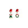 Рождественские серьги-пусеты 'Серебряная игла': Праздничная коллекция «Елка и снеговик»