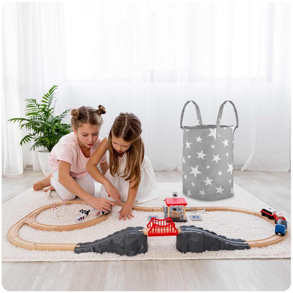 Nukido Toy Basket - Gray With Stars