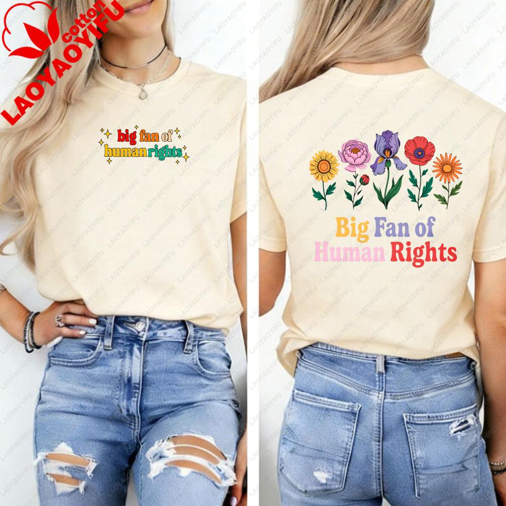 Big Fan of HuUnisex Rights Floral Sweatshirt Social Justice Shirt Support Immigrant Tshirt Equality Pro Democracy Tee Gothic Tops