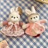 Rabbit Family Bunny Keychain with Clothes Plush Rabbit Key Ring  Car Key Chain