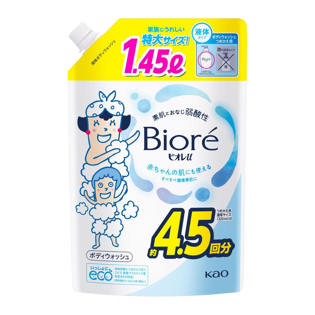Biore u Гель для душа Обычный Сменный блок Мягкий Подходит для кожи 1450 мл, Кислотный, Детский