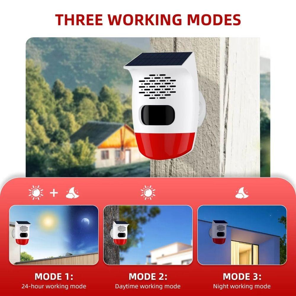 Rechargeable Solar Alarm Multifunctional Solar Charging Alarm Security Alarm Siren Garage Security