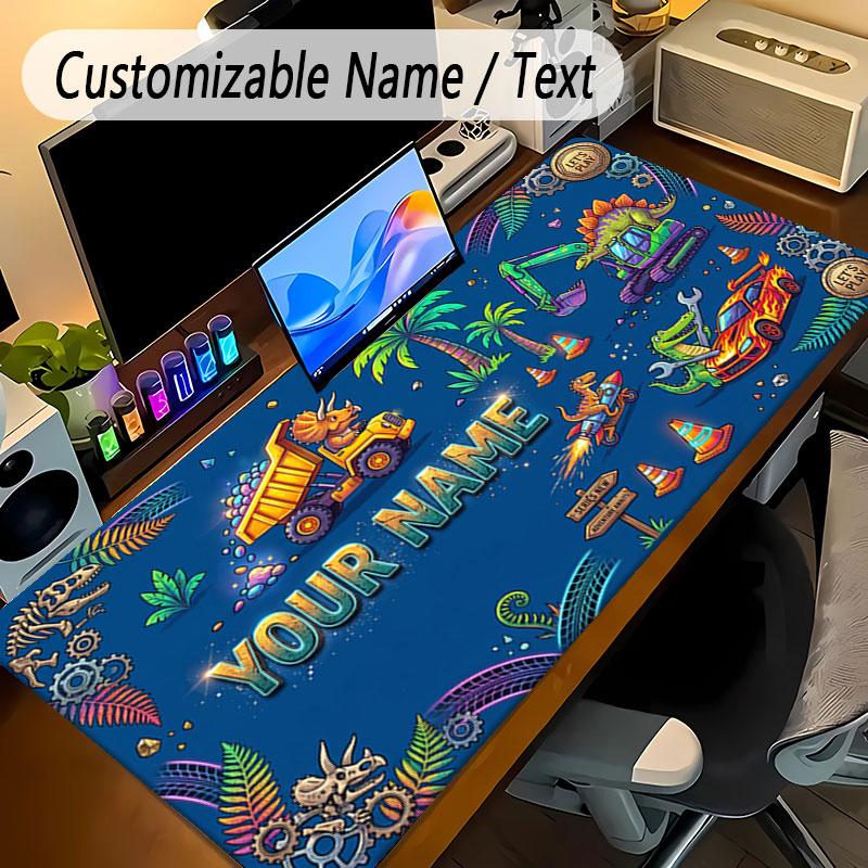 Dinosaur Theme Personalized Mouse Pad Custom Name Text Non Slip Desk Pad For Laptop Office Desktop