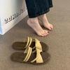 2025 summer new outer wear French small sandals pregnant women beach flat sandals high sense two wear one word slippers women
