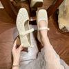 French Mary Jane Single Shoes Women's Hollow Mesh Woven Flat Bottom Summer 2025 New with Skirt Doudou Grandma Shoes