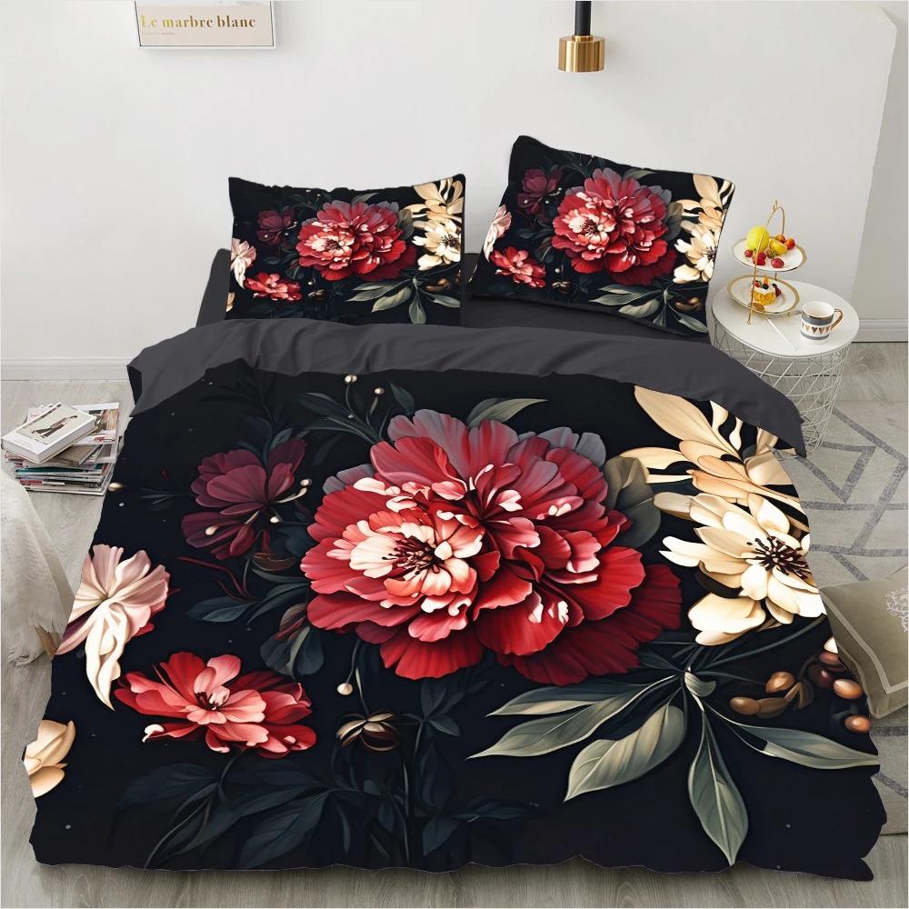 Red Rose Bedding Set Qulit Cover 3d Floral Duvet Cover Set Flower Comforter Cover Queen King Size Bed Linen 220x240 200x200