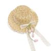 Sweet Lightweight Straw Hat Lace Bow Woven Straw Sun Hat Flat Top Breathable Beach Hat Summer