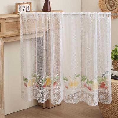 Кружевные шторы с фруктовым принтом в европейском стиле - Белые, Вязаные, Половина длины, Пылезащитные для кухонных дверей и шкафов