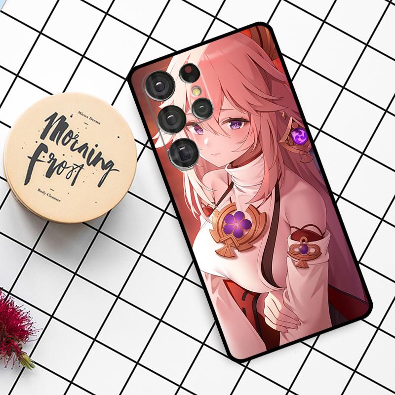 Чехол Genshin Impact Яэ Мико для Samsung Galaxy S21 S22 S23 S24 S25 Ultra S9 S10 S25 Plus S25 FE S20 FE Чехол для телефона