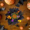Halloween Candle Ring Wreath Artificial Black Maple Leaves Wreaths Ornament Pillar