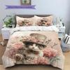Cat with Vintage Hat  Pattern Bedding Quilt Set  Home Decoration  Gift (1 * duvet cover + 2 * pillowcase, without core)