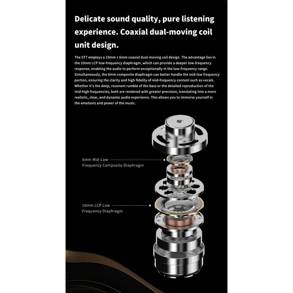 TRN ST7 Bass 2DD+5BA Hybrid Wired Earphones Earbud HIFI Sport Noise Cancelling Headsets for TRN Conch