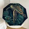 1pc Turtle Floral Print Fashionable Automatic Opening/Closing Folding Umbrella with 8 Iron Bones, Plastic Handle yy251015052
