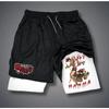Аниме принтованные мужские шорты для взрослых Double Fitness спортивные и повседневные брюки среднего размера