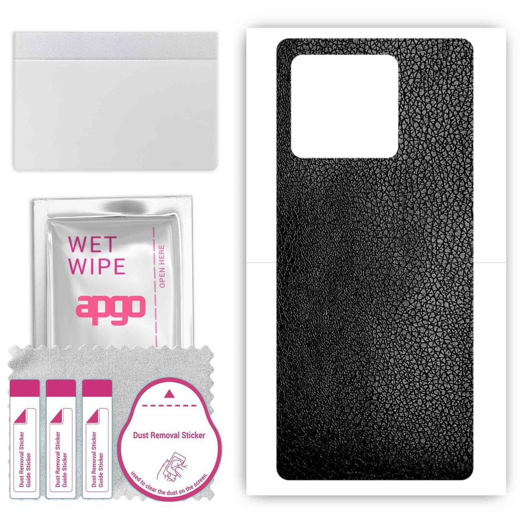 apgo Protective Skin Sticker for the Back Compatible with Xiaomi 13 Pro, Wrap Film, Foil, Vinyl - Pattern Black Leather