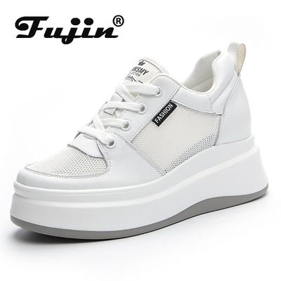 Кроссовки Koznoy 7,5 см из натуральной кожи с воздушной сеткой, вулканизированные, дышащие, высокого бренда, повседневные, женские, летние, на платформе, обувь на весну и осень