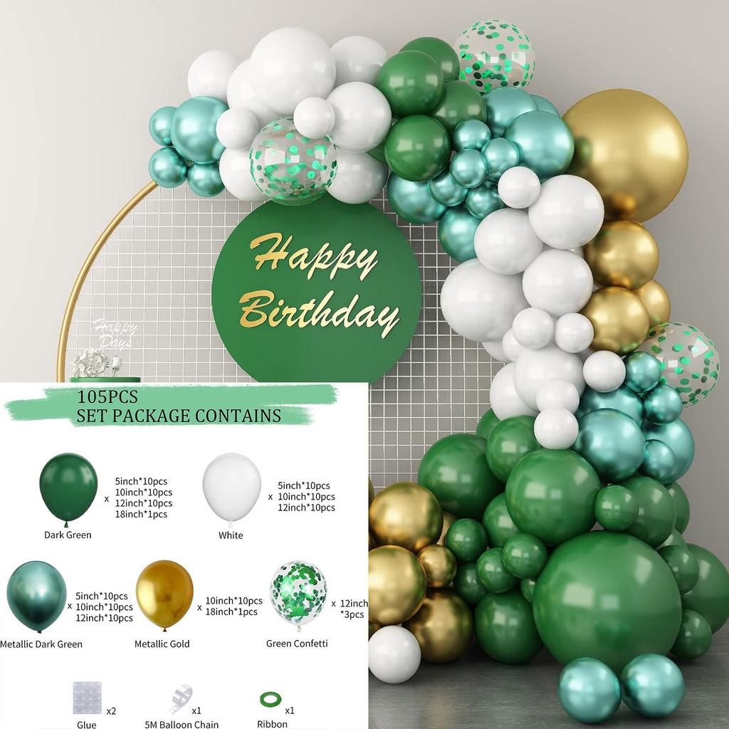 Mori Set Green Latex Balloon Chain Set Vintage Themed Birthday Party Decorative Jungle Set