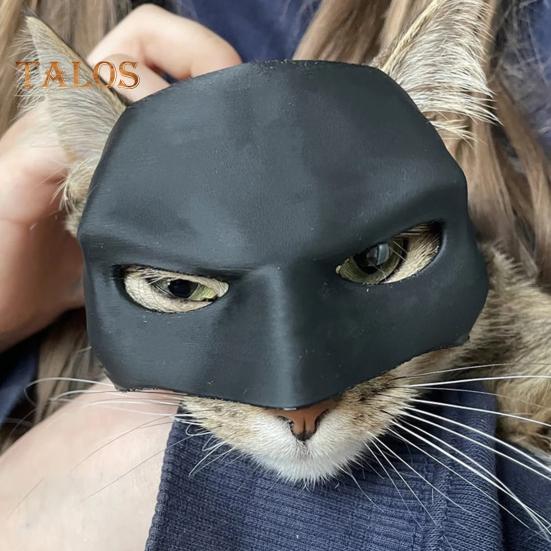 Маска кошки на Хэллоуин, черная, на половину лица, маска для домашних животных, маска в стиле летучей мыши с отверстиями для ушей для костюма на Хэллоуин, реквизит для косплея