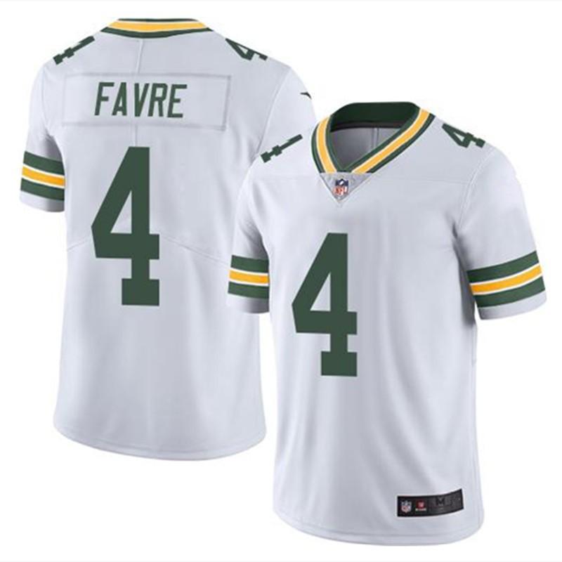 Green Bay Packers 4 Favre Mens Football Jersey 2nd Gen White S-XXXL