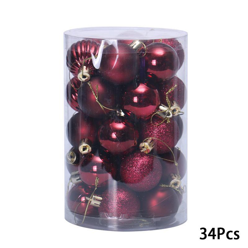 34Pcs DIY Home Decor Fashion Christmas Balls Ornament Xmas Tree Pendant Party Decor New Year