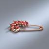 Unique Orange Red Artificial Zircon Pin Brooch Copper Alloy Fashion Women Body Piercing Accessories Couple Gift Brooch